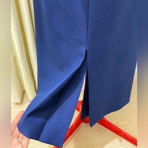 Vintage Navy Midi Skirt, Front Slit, Made in Canada, Womens (Size M) - Picture 3 of 8